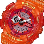 CASIO BABY-G BA-110JM-4ADR DIGITAL QUARTZ ORANGE TRANSPARENT RESIN WOMEN'S WATCH - H2 Hub Watches