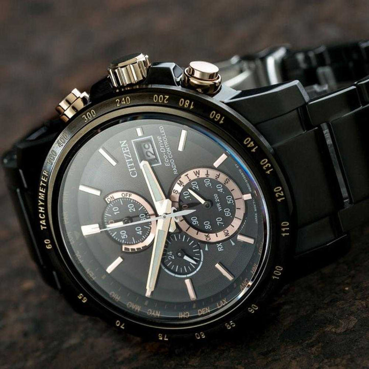CITIZEN AT8127-85F ECO-DRIVE CHRONOGRAPH BLACK STAINLESS STEEL MEN'S WATCH - H2 Hub Watches