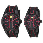 FERRARI SCUDERIA REDREV ANALOG QUARTZ BLACK PLASTIC 0870021 SILICONE STRAP MEN'S WATCH - H2 Hub Watches