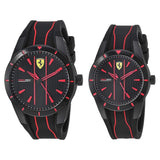 FERRARI SCUDERIA REDREV ANALOG QUARTZ BLACK PLASTIC 0870021 SILICONE STRAP MEN'S WATCH - H2 Hub Watches