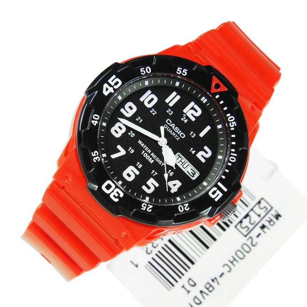 Montre Casio Quartz Homme MRW-200HC-4BVDF - Boîtier Résine Rouge/noir 45mm - Étanche 100m - Neuf Avec étiquettes