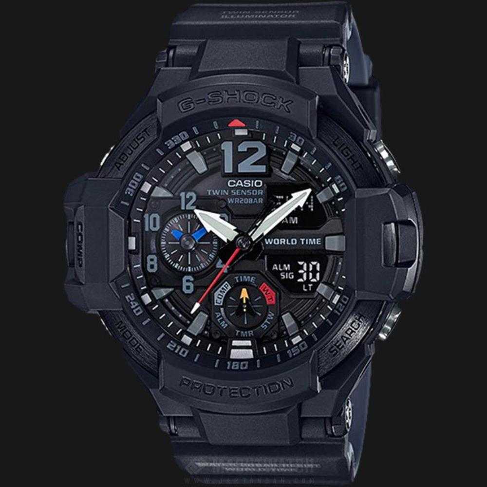 CASIO G-SHOCK GA-1100-1A1DR GRAVITYMASTER DIGITAL QUARTZ BLACK RESIN MEN'S WATCH - H2 Hub Watches