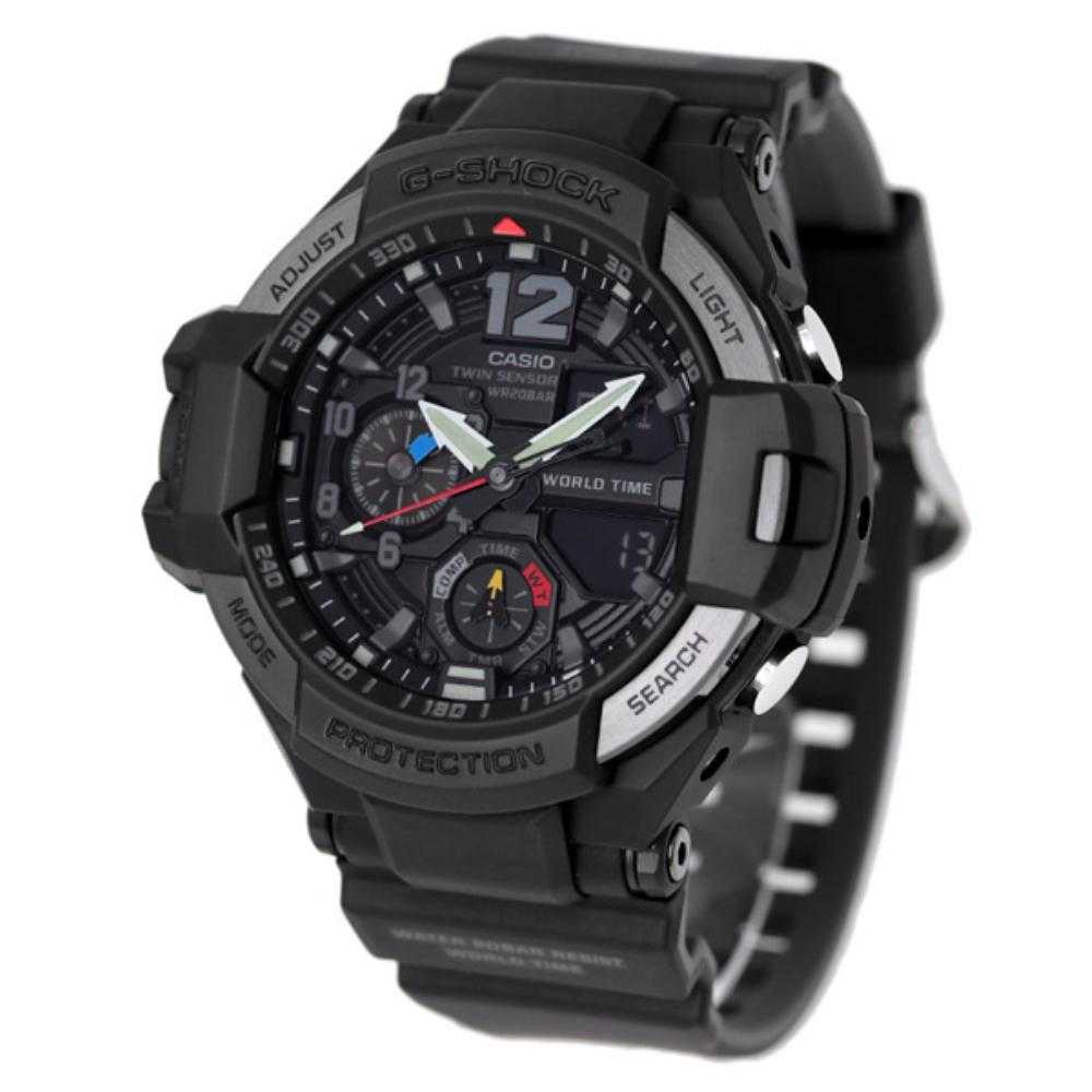 CASIO G-SHOCK GA-1100-1A1DR GRAVITYMASTER DIGITAL QUARTZ BLACK RESIN MEN'S WATCH - H2 Hub Watches
