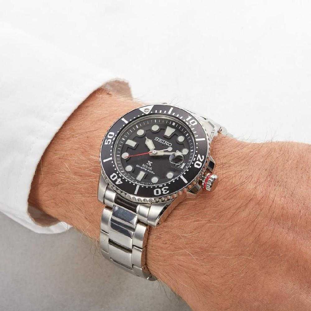 SEIKO PROSPEX SOLAR SNE437P1 STAINLESS STEEL MEN'S SILVER WATCH - H2 Hub Watches