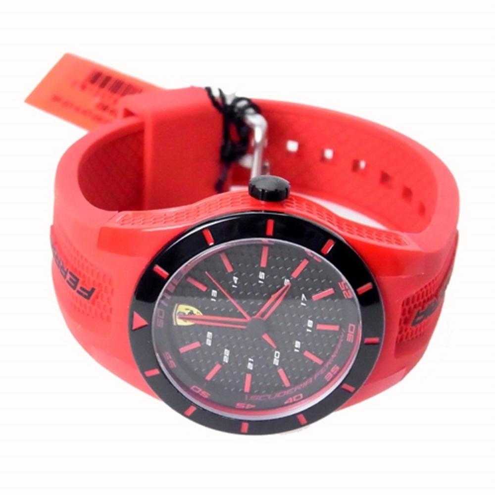 FERRARI SCUDERIA REDREV BLACK RESIN 0840005 RED SILICONE STRAP MEN'S WATCH - H2 Hub Watches