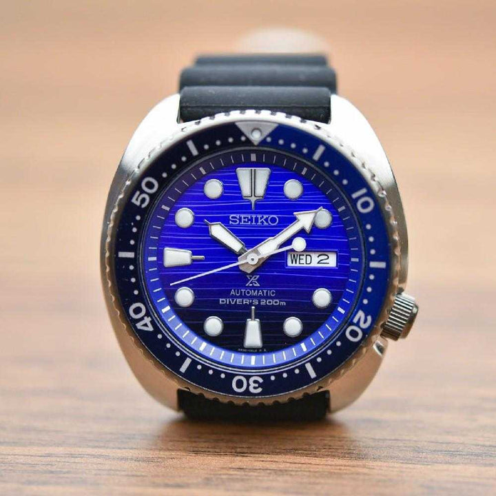 SEIKO PROSPEX DIVER AUTOMATIC "SAVE THE OCEAN" TURTLE SRPC91K1 MEN'S BLACK RUBBER STRAP WATCH - H2 Hub Watches