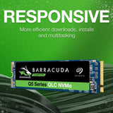 SEAGATE BARRACUDA Q5 M.2 2280 1TB PCIE GEN3 X4 NVME 1.3 3D QLC INTERNAL SOLID STATE DRIVE (SSD) ZP1000CV3A001