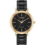 CITIZEN EM0768-54E ROSE GOLD CASE BLACK STAINLESS STEEL BRACELET STRAP MEN'S WATCH