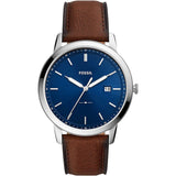 FOSSIL FS5839 THE MINIMALIST SOLAR-POWERED LUGGAGE LEATHER WATCH