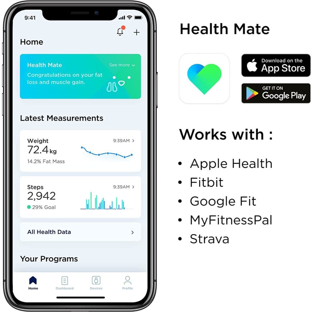 WITHINGS WBS04BLACKALLGC FULL BODY COMPOSITION WIFI SCALE H2 Hub