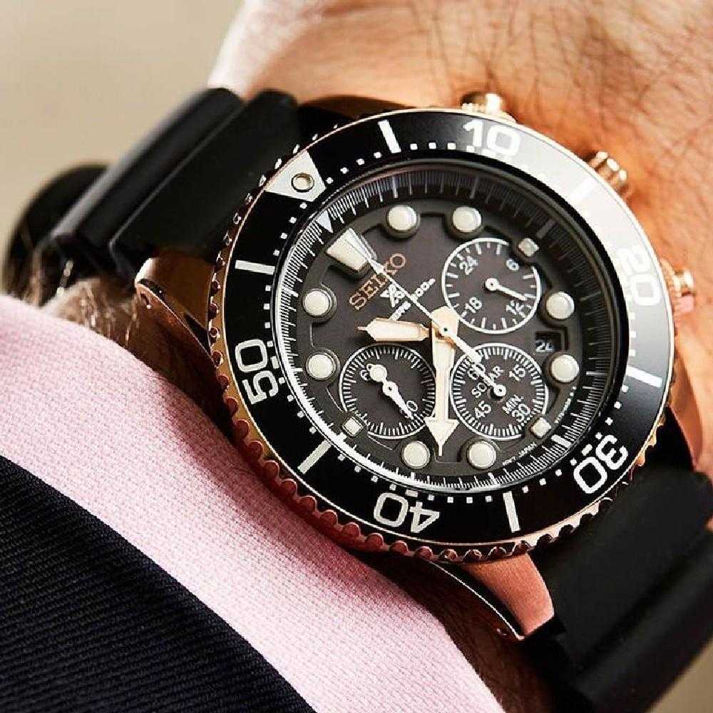 SEIKO PROSPEX SSC618P1 SOLAR CHRONOGRAPH MEN'S BLACK RUBBER STRAP WATCH - H2 Hub Watches