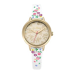 CATH KIDSTON LASER CUT HIGHGATE DITSY GOLD ALLOY CKL055WG CREAM PU STRAP LADIES WATCH - H2 Hub Watches