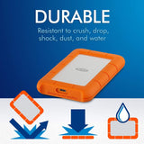 SEAGATE 4TB LACIE RUGGED USB 3.1 TYPE C PORTABLE HARD DRIVE STFR4000800