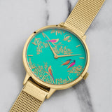 SARA MILLER CHELSEA GREEN DIAL GOLD MESH STRAP WOMEN'S WATCH SA4008