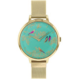 SARA MILLER CHELSEA GREEN DIAL GOLD MESH STRAP WOMEN'S WATCH SA4008