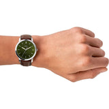 FOSSIL FS5838 THE MINIMALIST SOLAR-POWERED DARK BROWN ECO LEATHER MEN'S WATCH