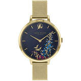 SARA MILLER WISTERIA  BLUE DIAL GOLD MESH STRAP WATCH SA4030