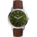 FOSSIL FS5838 THE MINIMALIST SOLAR-POWERED DARK BROWN ECO LEATHER MEN'S WATCH