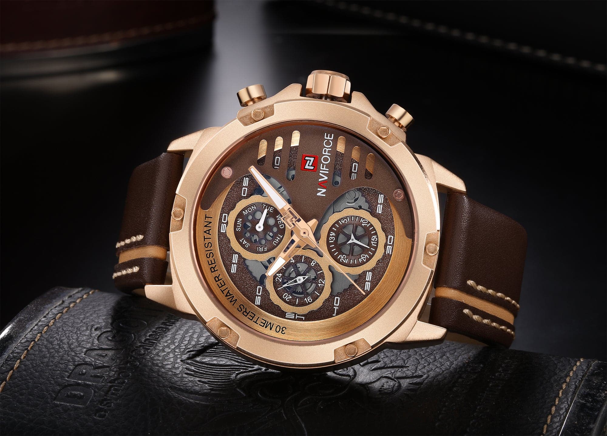 NAVIFORCE CHRONOGRAPH NF9110 RG/CE/BN MEN'S WATCH - H2 Hub Watches