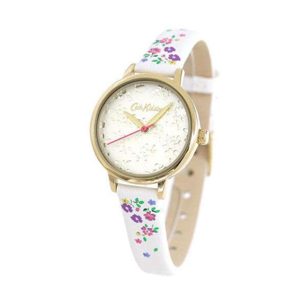 CATH KIDSTON LASER CUT HIGHGATE DITSY GOLD ALLOY CKL055WG CREAM PU STRAP LADIES WATCH - H2 Hub Watches