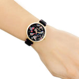 CATH KIDSTON QUARTZ BRITISH BIRDS GOLD ALLOY CKL001BG BLACK LEATHER STRAP LADIES WATCH - H2 Hub Watches