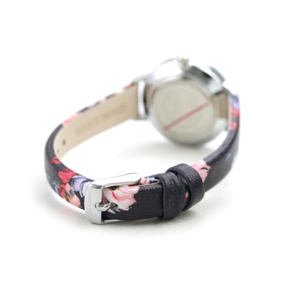 CATH KIDSTON PAINTBOX FLOWERS SILVER ALLOY CKL064U NAVY LEATHER STRAP LADIES WATCH - H2 Hub Watches