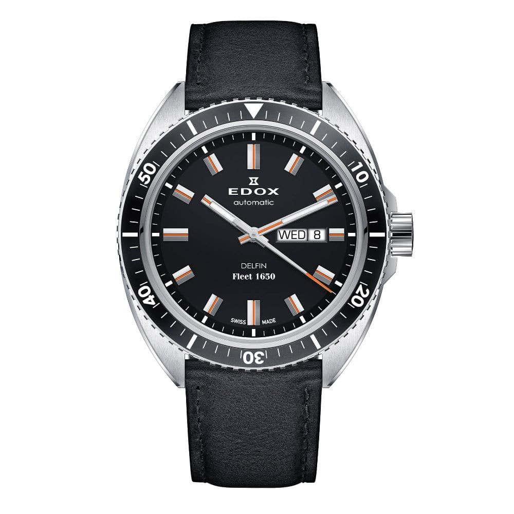 EDOX DELFIN FLEET 1650 BLACK DIAL AUTOMATIC ED88004-3-NIN MEN'S WATCH - H2 Hub Watches