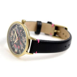 CATH KIDSTON QUARTZ BRITISH BIRDS GOLD ALLOY CKL001BG BLACK LEATHER STRAP LADIES WATCH - H2 Hub Watches
