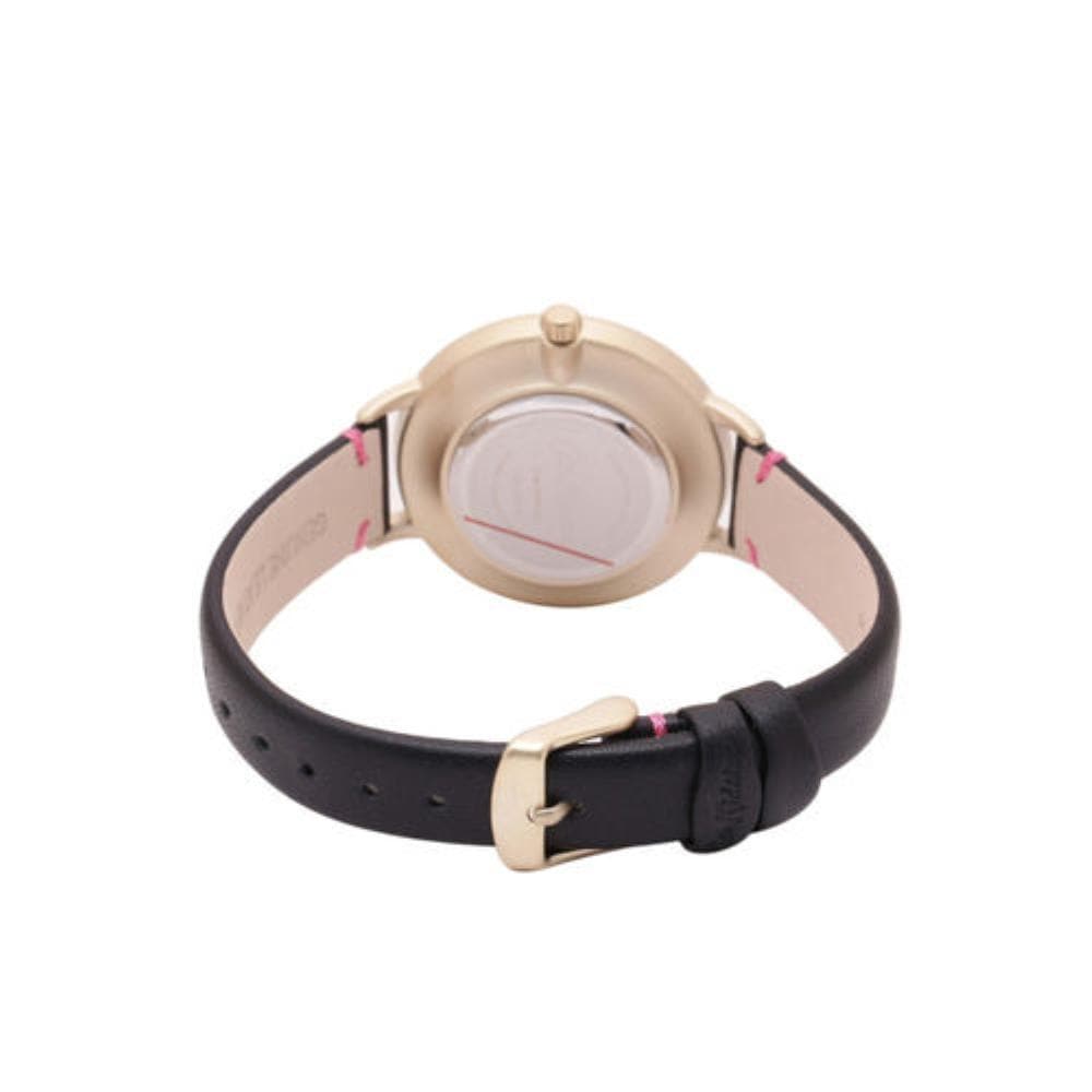 CATH KIDSTON QUARTZ BRITISH BIRDS GOLD ALLOY CKL001BG BLACK LEATHER STRAP LADIES WATCH - H2 Hub Watches