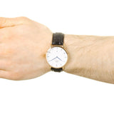 DANIEL WELLINGTON DAPPER READING ROSE GOLD STAINLESS STEEL DW00100107 BLACK LEATHER STRAP MEN'S WATCH