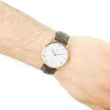 DANIEL WELLINGTON DAPPER READING ROSE GOLD STAINLESS STEEL DW00100107 BLACK LEATHER STRAP MEN'S WATCH