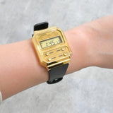 Casio General Gold Digital Dial Resin Black Strap Unisex Watch A100WEFG-9ADF