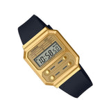 Casio General Gold Digital Dial Resin Black Strap Unisex Watch A100WEFG-9ADF