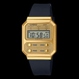 Casio General Gold Digital Dial Resin Black Strap Unisex Watch A100WEFG-9ADF