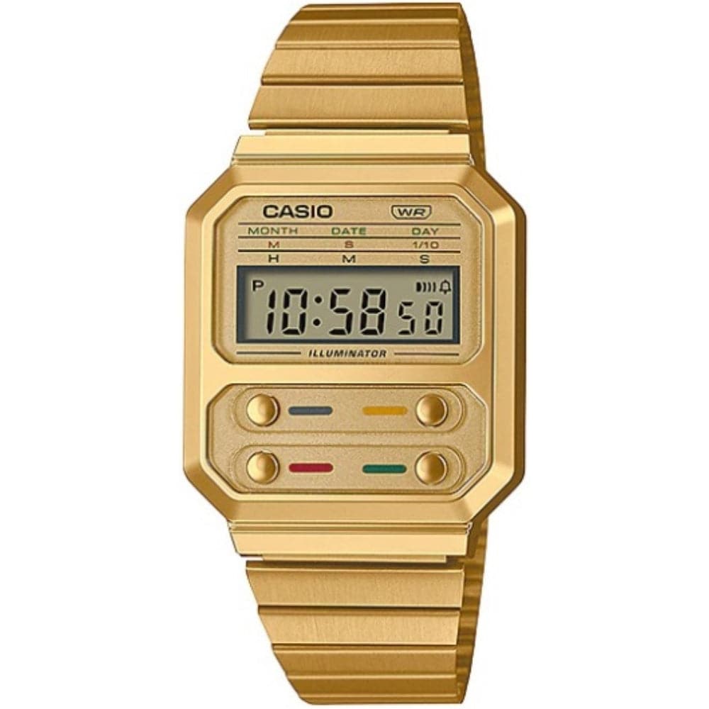 CASIO GENERAL A100WEG 9ADF GOLD STAINLESS STEEEL UNISEX S WATCH