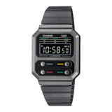 CASIO DIGITAL A100WEGG-1ADF-P SERIES RETRO-FUTURISTIC BLACK STAINLESS STEEL UNISEX WATCH