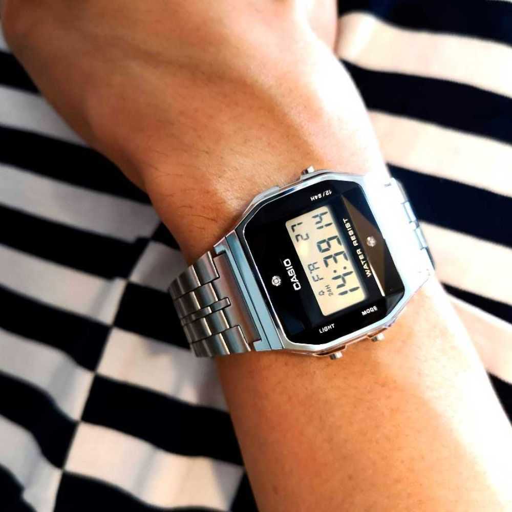 CASIO GENERAL A159WAD-1DF DIGITAL QUARTZ SILVER STAINLESS STEEL MEN'S WATCH - H2 Hub Watches