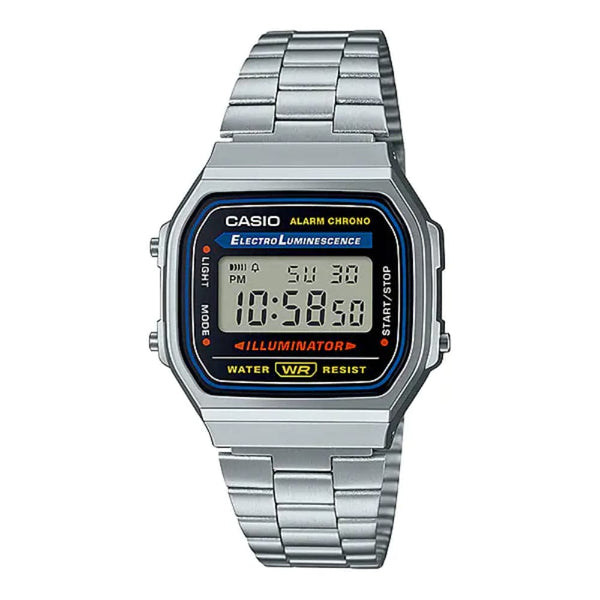 Casio General Digital Silver Stainless Steel Unisex Watch A168WA-1WDF-P