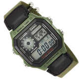 Casio Illuminator Digital Green Nylon Strap Men Watch AE-1200WHB-3BVDF-P