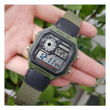 Casio Illuminator Digital Green Nylon Strap Men Watch AE-1200WHB-3BVDF-P
