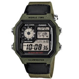 Casio Illuminator Digital Green Nylon Strap Men Watch AE-1200WHB-3BVDF-P