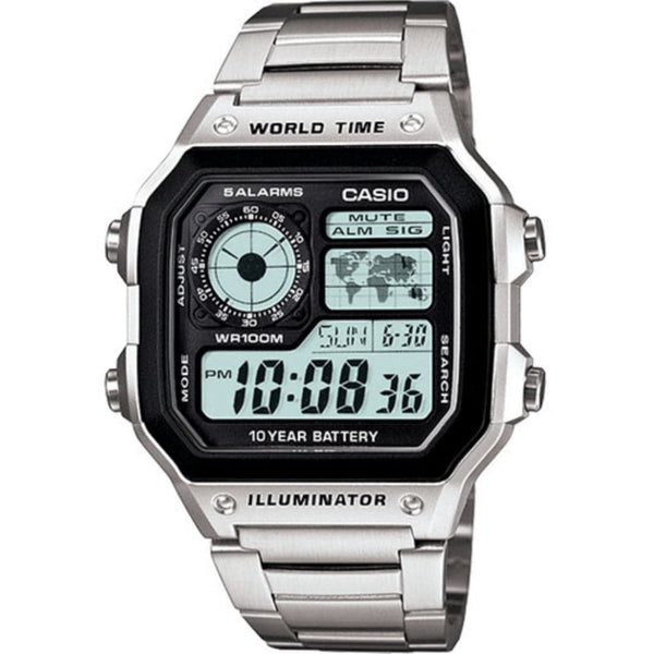 CASIO DIGITAL AE-1200WHD-1AVDF-P SILVER STAINLESS STEEL MEN WATCH