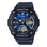Casio World Time Blue Resin Strap Men Watch AEQ-120W-2AVDF-P