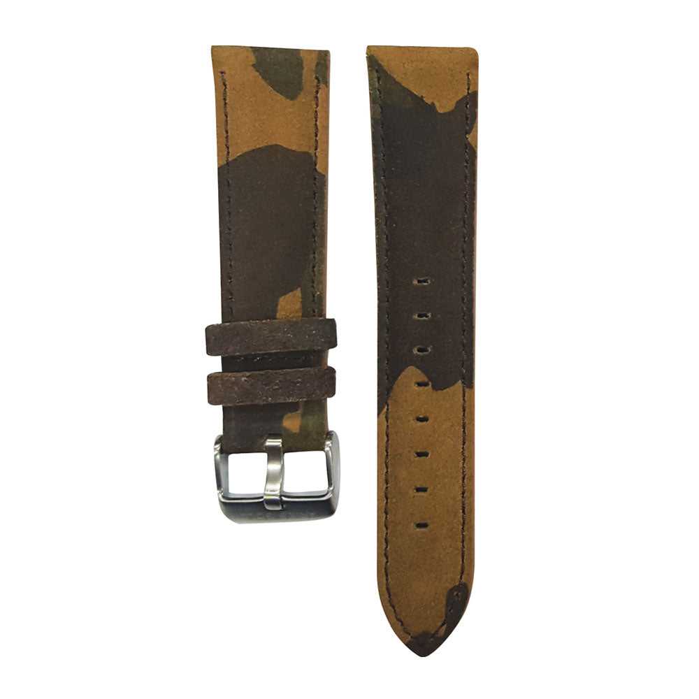 ARIES GOLD CAMO BROWN AG-L0030 SILVER BUCKLE LEATHER STRAP - H2 Hub Watches