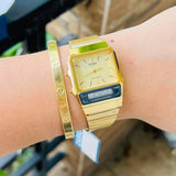 Casio General Digital-Analogue Gold Stainless Steel Strap Unisex Watch AQ-800EG-9ADF-P
