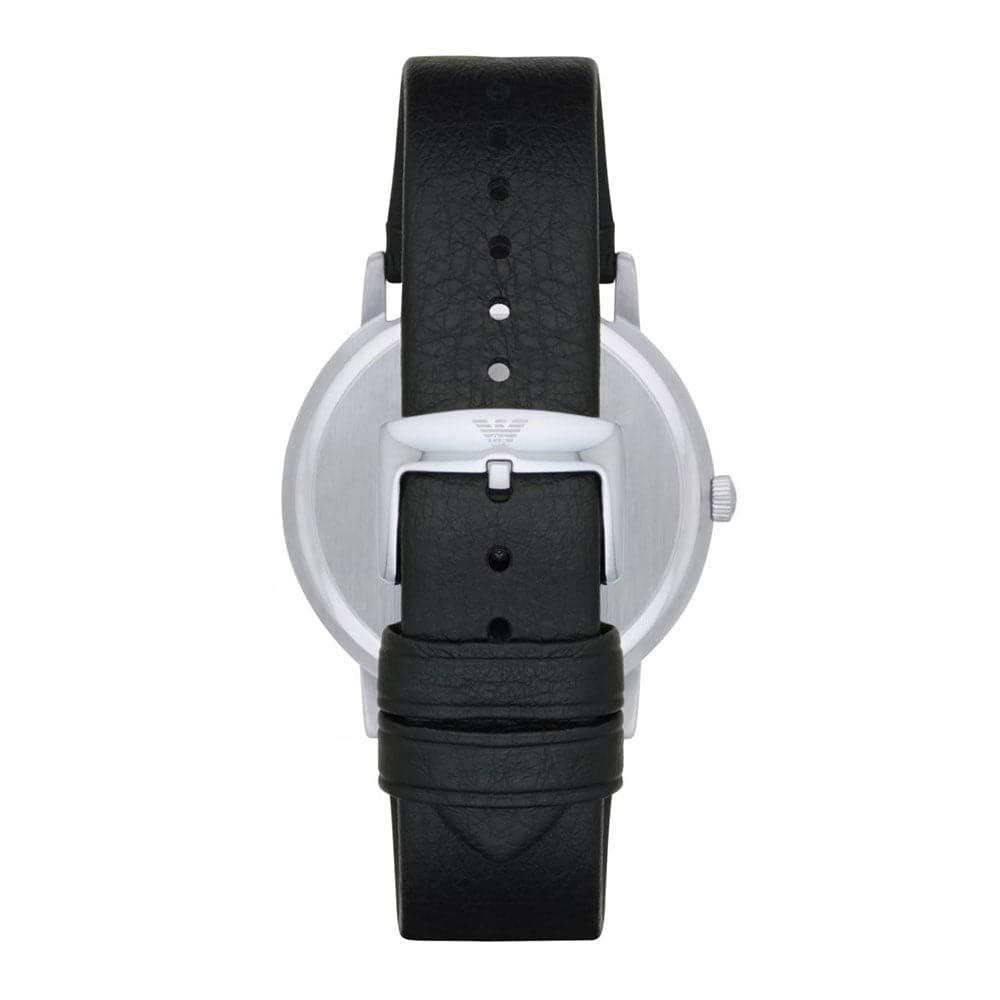 EMPORIO ARMANI AR11013 BLACK LEATHER STRAP MEN’S WATCH - H2 Hub Watches