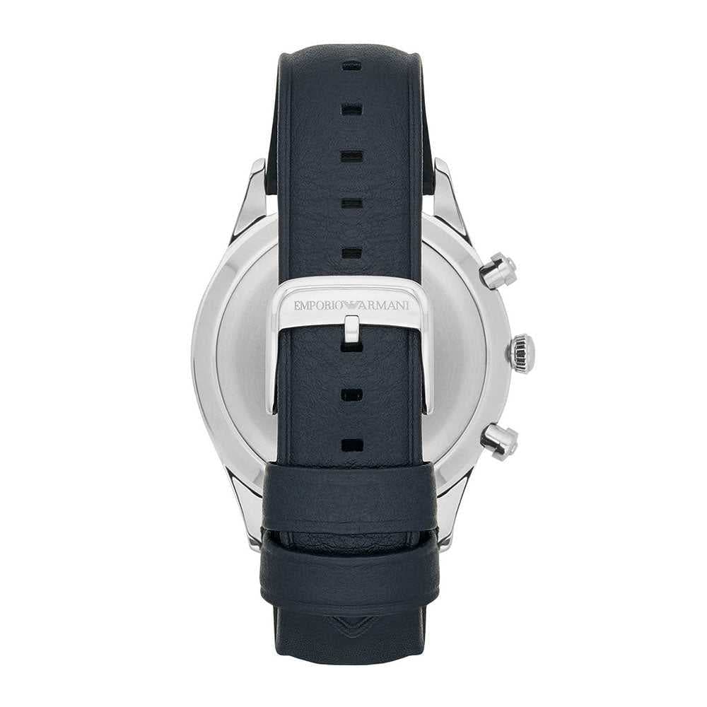 EMPORIO ARMANI CHRONOGRAPH AR11018 BLUE LEATHER STRAP MEN’S WATCH - H2 Hub Watches