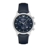 EMPORIO ARMANI CHRONOGRAPH AR11018 BLUE LEATHER STRAP MEN’S WATCH - H2 Hub Watches