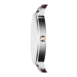 EMPORIO ARMANI ANALOG QUARTZ SILVER STAINLESS STEEL AR11063 BROWN LEATHER STRAP WOMEN'S WATCH - H2 Hub Watches