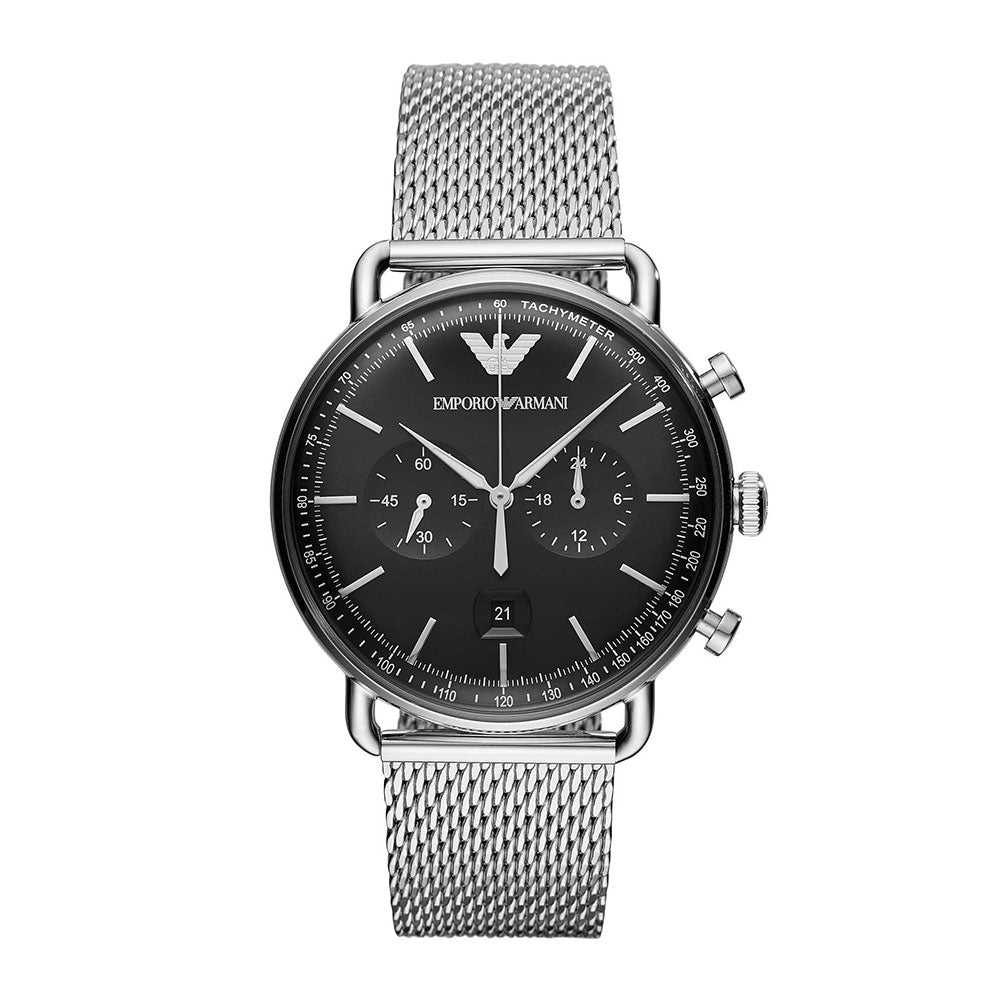 EMPORIO ARMANI CHRONOGRAPH SILVER STAINLESS STEEL AR11104 MEN’S WATCH - H2 Hub Watches